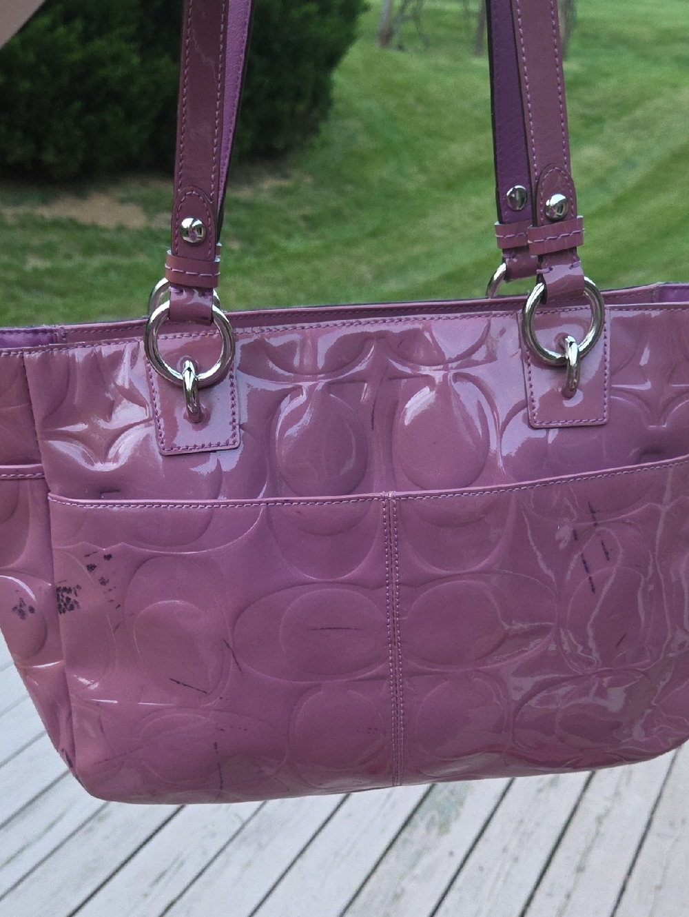 Coach F17728 Dusty Rose Patent Leather Rehab Tote Bag 2011 $300 Retail GUC - Picture 16 of 16
